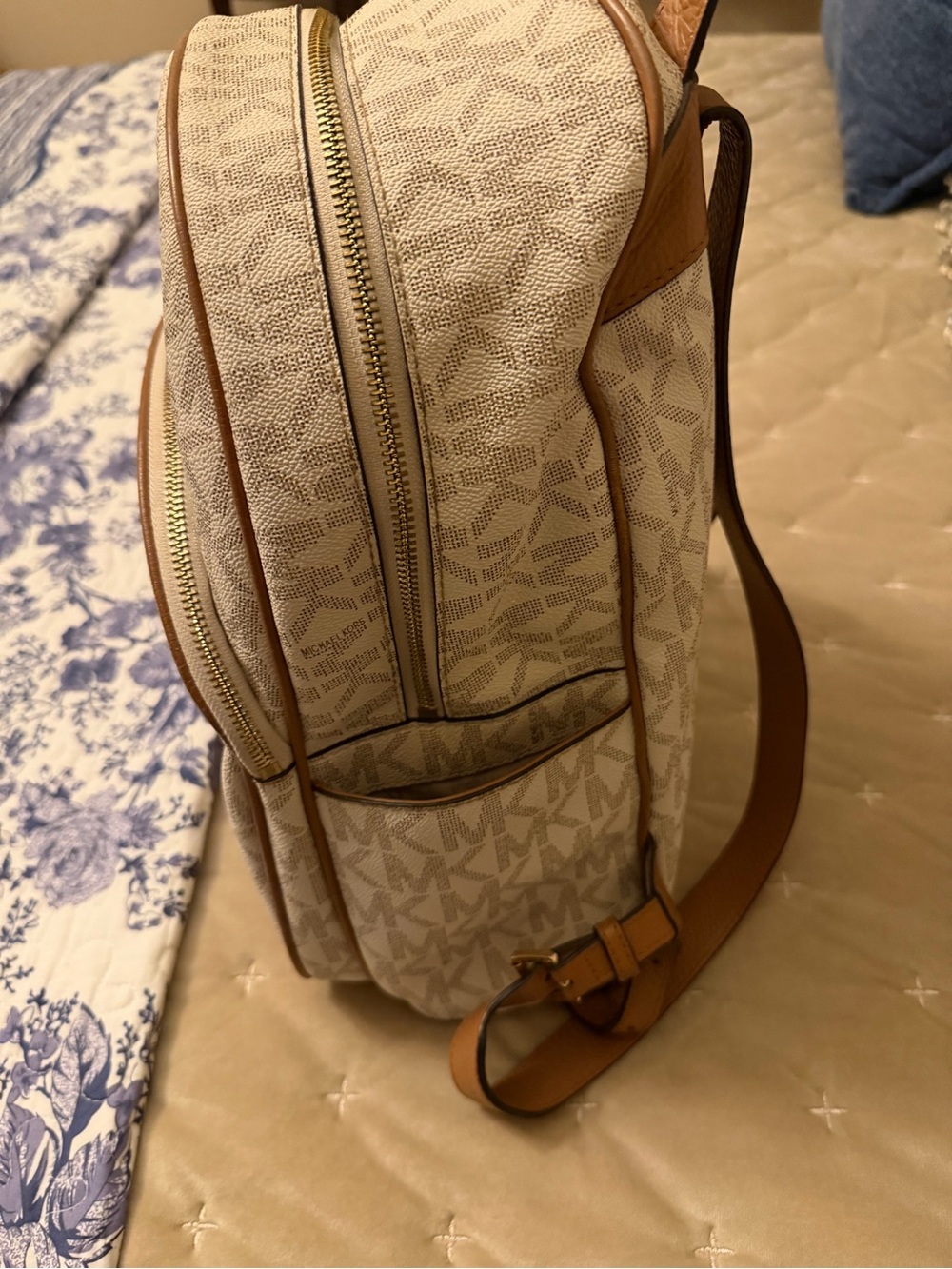 Michael Kors Cream & Brown Signature Mini Backpack - Picture 2 of 7